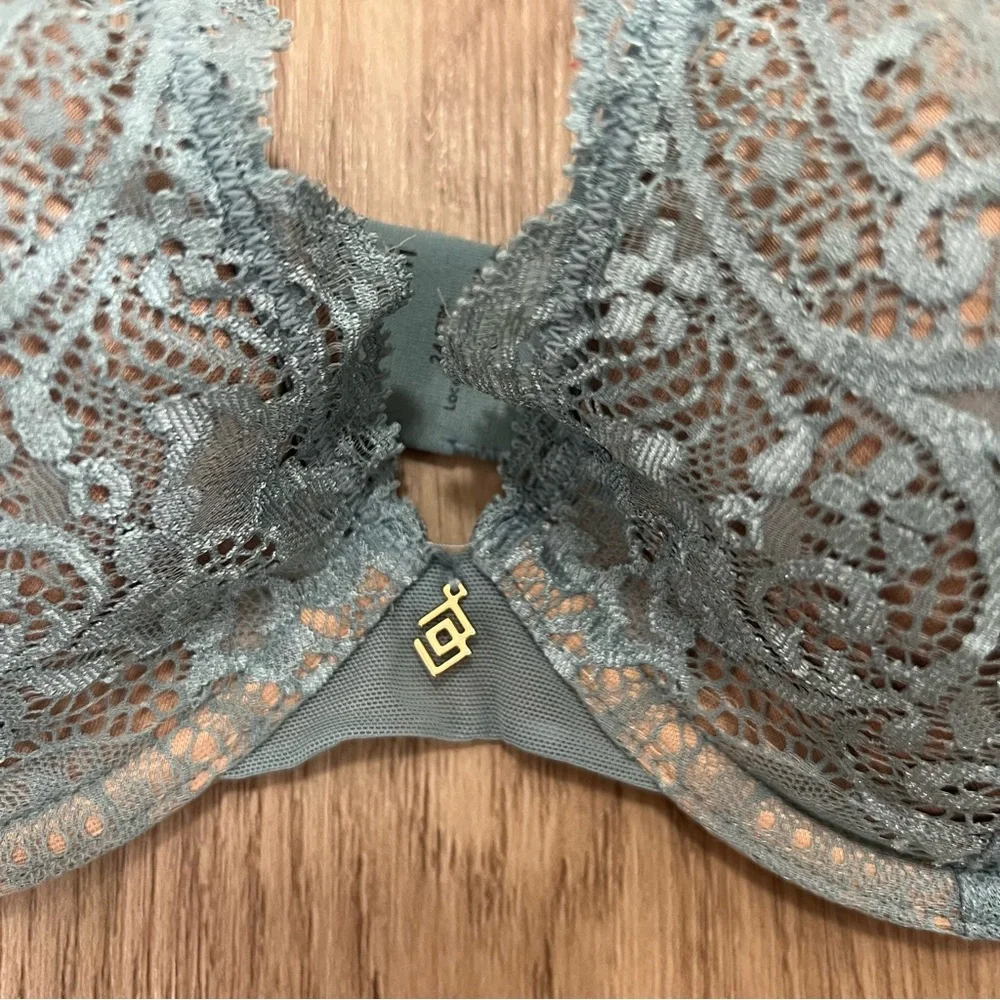 ThirdLove 24/7 Lace Contour Plunge Bra in Soft Blue Size 30D1/2